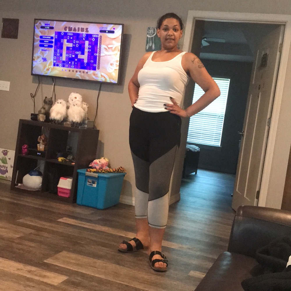 Black and grey athletic leggings